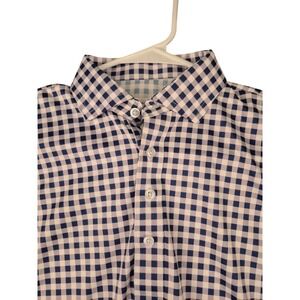Collars & Co Mens Blue White Purple Gingham Dress Collar Polo‎ Shirt Small